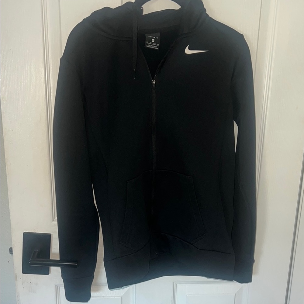 Nike Black Full-Zip Hoodie with White Swoosh